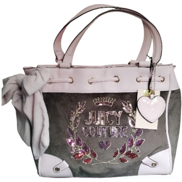 👑RARE!JUICY COUTURE Floral Ombre ColorSequin *DAYDREAMER* Pink+Brown Bag❤️💜 🩷 - Picture 10 of 10